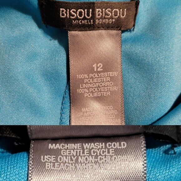 Bisou Bisou Mini Dress 12 Turquoise Sleeveless High Low Ruffle Southwestern - Picture 3 of 10